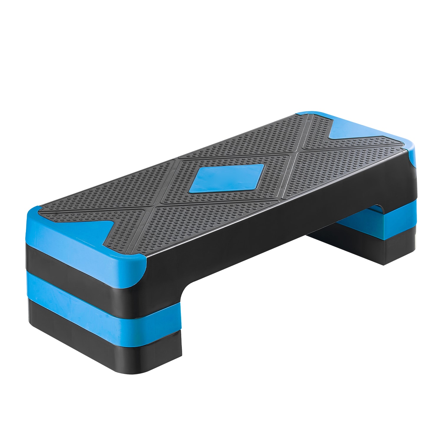 Aerobic Exercise Step Platform Height Adjustable Workout Stepper 4 Riser Blue_voghion.com